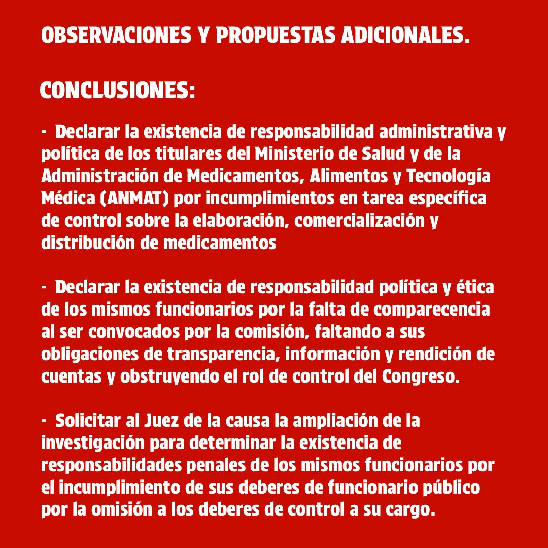 Stolbizer's tweet image. FENTANILO ADULTERADO 

📋COMISION ESPECIAL DE SEGUIMIENTO E INVESTIGACIÓN SOBRE LOS
HECHOS RELACIONADOS CON LA COMERCIALIZACIÓN Y/O UTILIZACION EN EL SISTEMA DE SALUD DEL FENTANILO CONTAMINADO Y SUS CONSECUENCIAS.
 ✍️ Observaciones y proposiciones adicionales presentadas al…