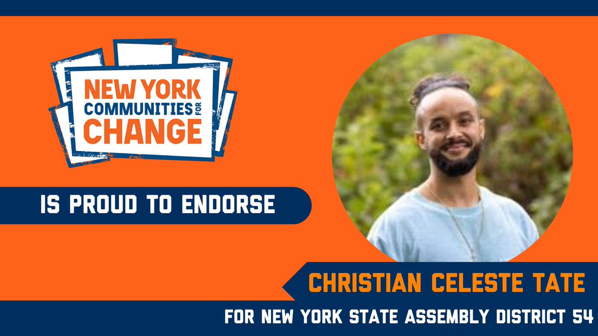 🚨ENDORSEMENT: NYCC is proud to endorse Christian Celeste Tate for NYS Assembly in District 54! As a dedicated community organizer &amp; advocate, he’s running to represent Bushwick and ENY in the State Assembly to make NYC safe &amp; affordable for black, brown, &amp; immigrant communities.