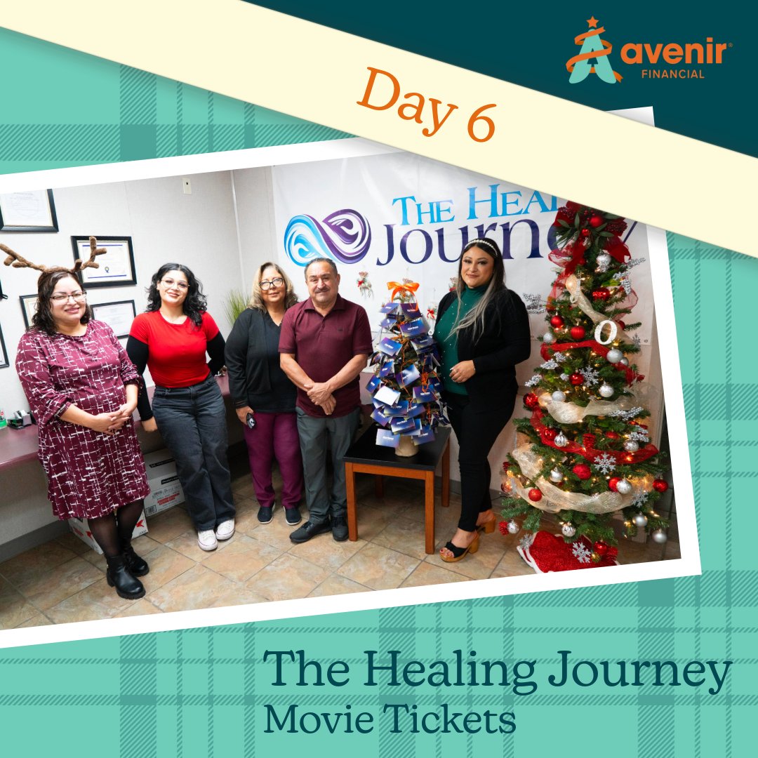 avenirfinancial's tweet photo. Day 6 of December Giving brought a heartwarming surprise to The Healing Journey. A Christmas tree loaded with 50 Harkins gift cards! Each card is ready to bring a little extra joy to the kids in the program this holiday season. The Avenir team loved helping make the holidays brighter and can’t wait to see the smiles these gifts will create. 🎄✨

#DecemberGiving #TheHealingJourney #HolidayCheer #HarkinsGiftCards #AvenirFinancial #SpreadJoy #CommunityGiving
