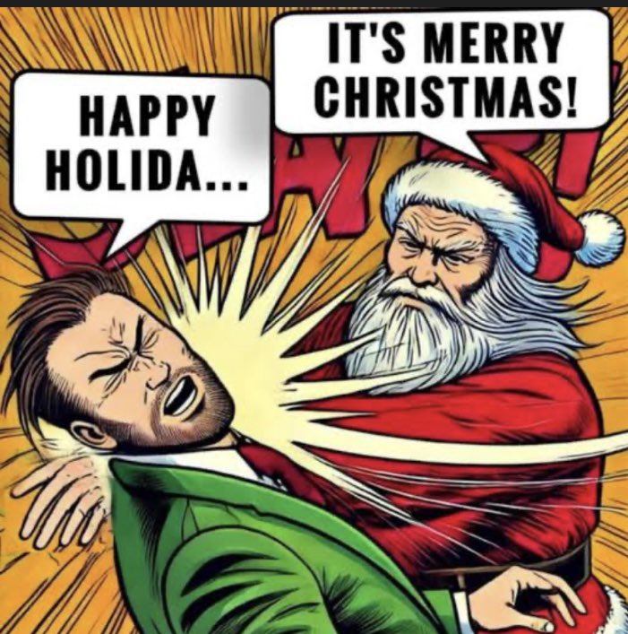 In the West, we celebrate Christmas &amp; we say ‘Merry Christmas’.

If this offends you, leave! 

We will NOT change or erase our customs &amp; traditions to appease entitled foreigners. 

LEAVE ✈️