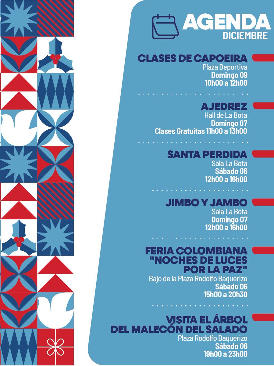 FMalecon2000's tweet image. ✨ ¿Buscas planes para el fin de semana?✨ 

El Malecón del Salado te espera con la magia de la Navidad 🎄 teatro en La Bota y actividades al aire libre. #CiudadDeTodos