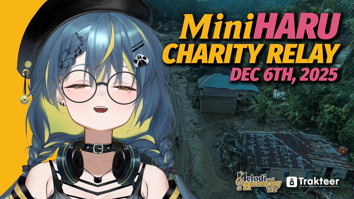 Halo teman-teman!
Aku bangkit sebentar untuk ikut relay charity stream #miniHARU hari ini jam 16.00 WIB!

Kita bakal nyanyi bareng untuk membantu saudara kita yang terkena musibah, jadi ayo datang ya semua🥹

Today!!
🕓16.00 WIB (GMT+7)
🔗youtube.com/live/JYbBxVQ-r…