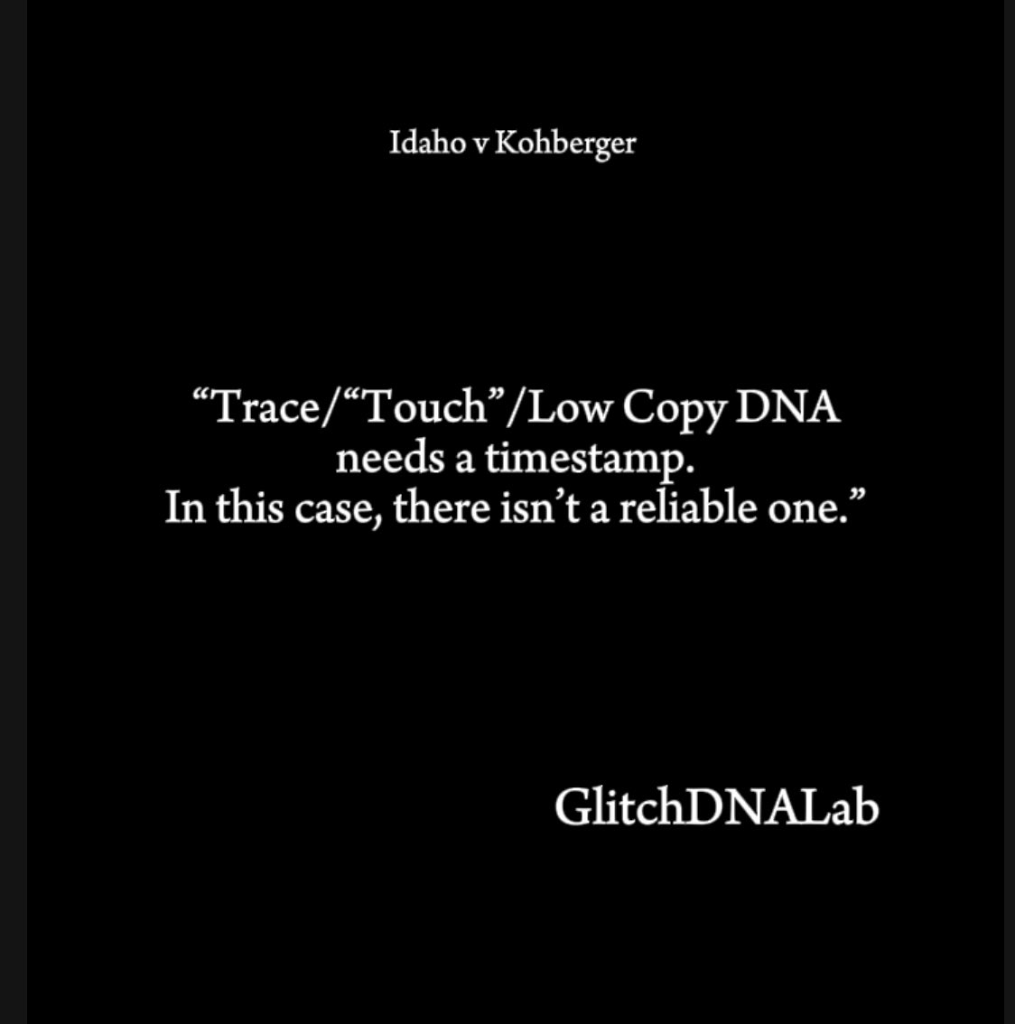 1/2 We’ve had DNA backwards.

Trace/“touch” DNA doesn’t have a timestamp. It can’t tell you when anything was deposited. Phones, cars, cameras and timelines do. 👇

#Kohberger #TraceDNA #ForensicScience #TimelineOverDNA #DueProcess 

New breakdown 👇