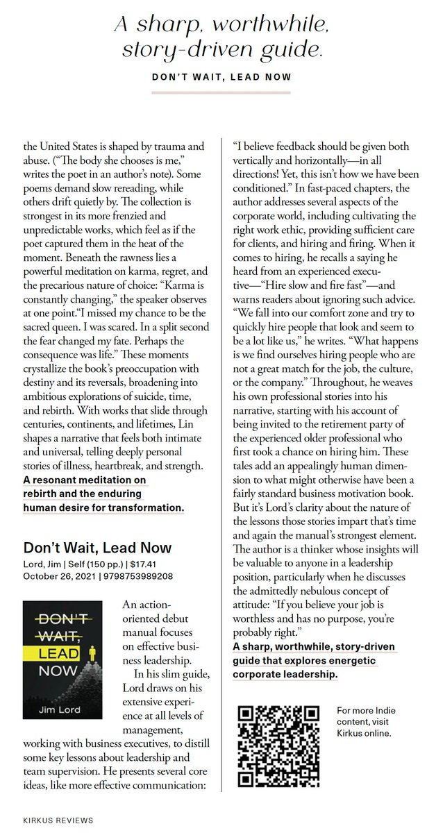 Don’t Wait, Lead Now - by author, Jim Lord tweet media