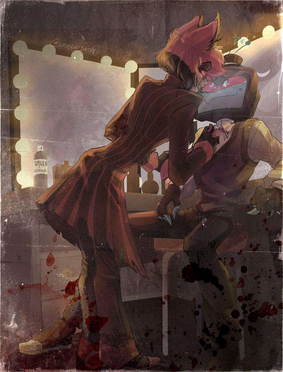 finally drawing these mfs again!!!

He’s making sure his friend is camera-ready 🥹

#radiostatic #radiosilence #hazbinhotel #HazbinHotelFanart