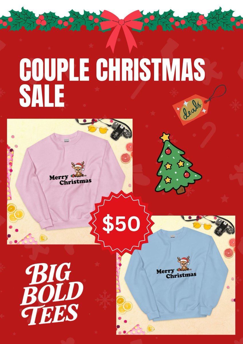 BigBoldTees's tweet photo. All I want for Christmas is cozy vibes and this sweatshirt on repeat. 🎄✨ Ready for lights, laughs, and late-night cocoa. #MerryChristmas #SweatshirtSeason 

SALE! SALE! SALE!
https://t.co/roUUbkmPB0 https://t.co/UVQ4zlqdQK