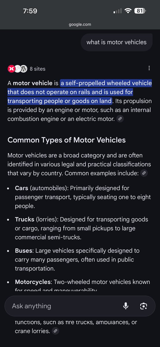 Mel_Shout's tweet photo. Ang ingay kasi ng Kakampink kaya tinanong ko na si AI kung ano ang motor vehicles. 😂😂😂 https://t.co/gpHAQyuzjF