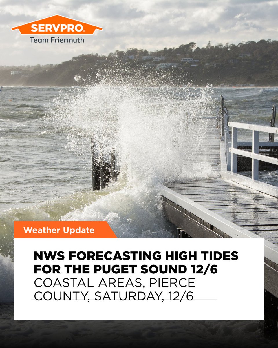The National Weather Service is calling for higher tides and minor coastal flooding in Pierce County over the next few days. If you live in a low-lying area, keep an eye on conditions and stay safe.

If you experience any water damage, our team is here to help 24/7.