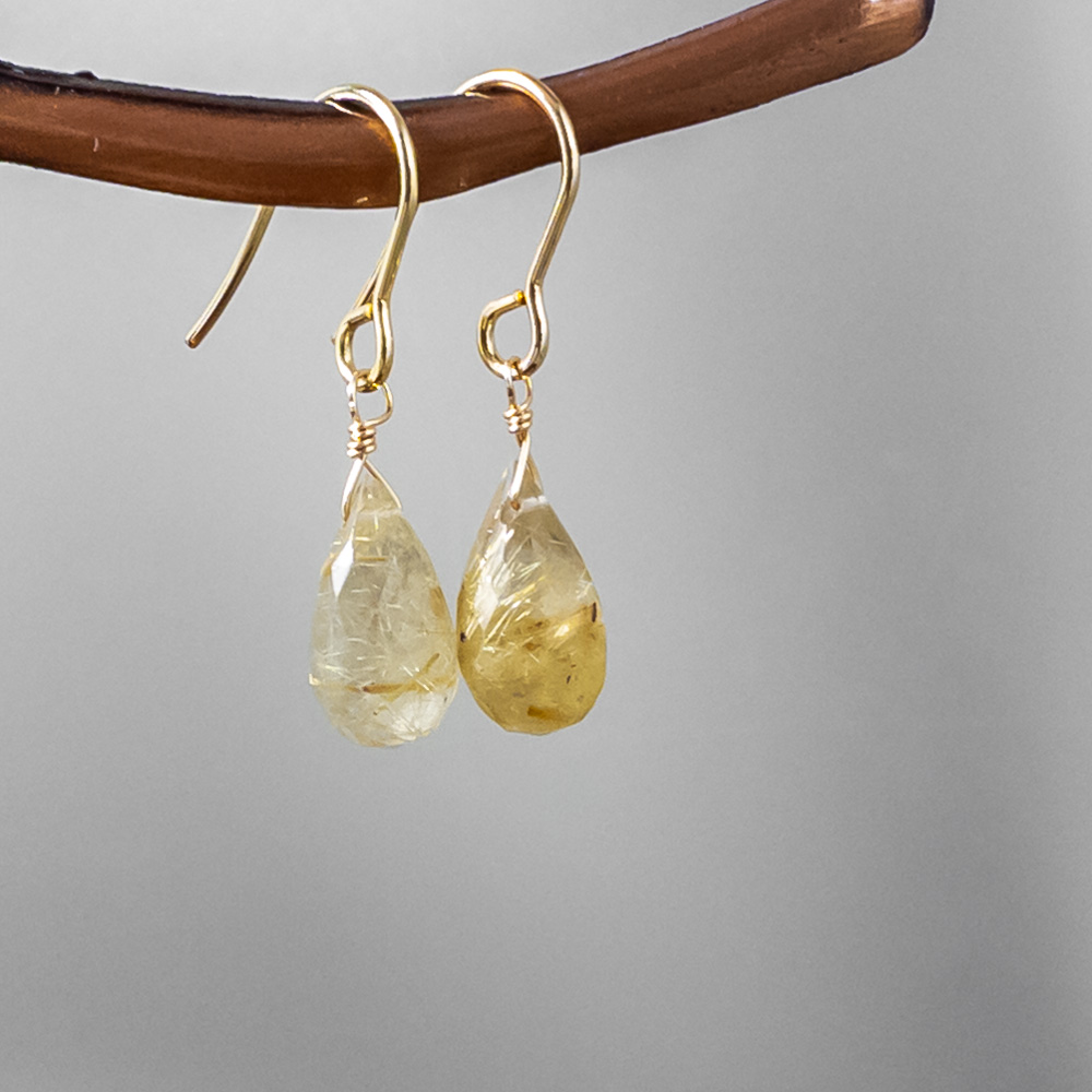 ルチルクォーツ ピアス ＊Solta＊ ステンレス フックピアス💫 ルチル