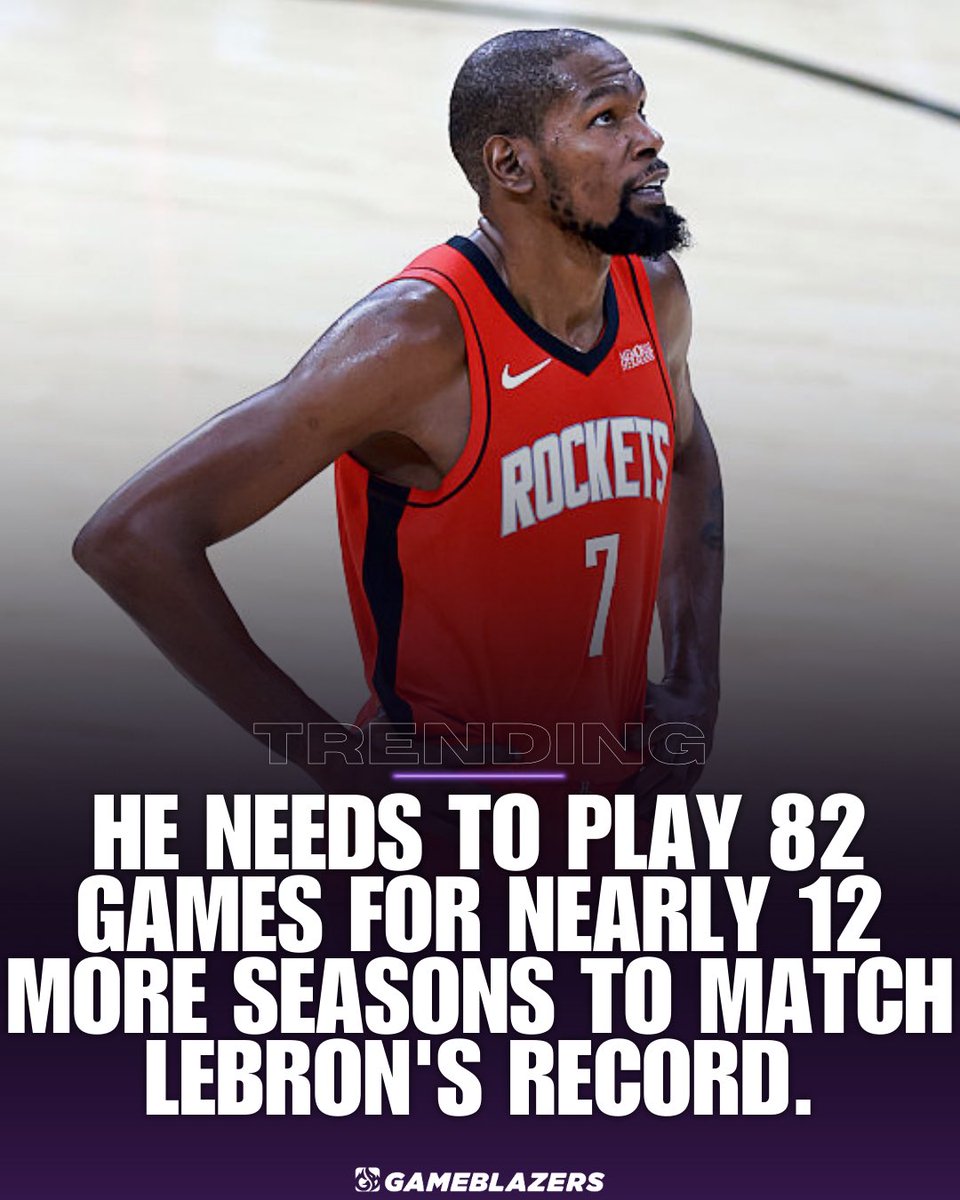 HoopsBlazers's tweet image. Kevin Durant owns the longest active double-digit scoring streak, but he’d need 82 games for 12 more seasons just to match LeBron.

LeBron’s durability and longevity are unreal, that record is not moving anytime soon.
#NBA #LeBronJames #KevinDurant #NBANews