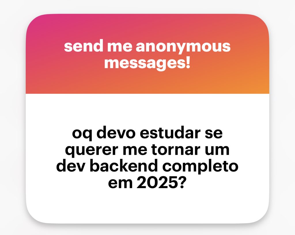 devcelio's tweet photo. Define uma linguagem e segue o roadmap do https://t.co/BMwjnyKBIS
Assiste a playlist backend from first principles do canal sriniously
Assiste a playlist de backend do Fabio Akita https://t.co/bAQI19ymf0
