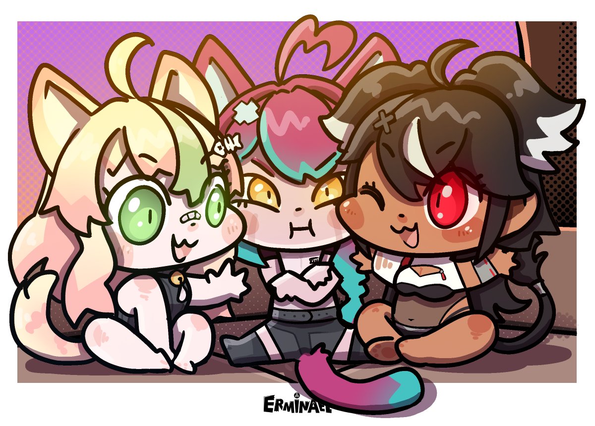 Erminael's tweet photo. Vous avez déjà assisté à une discussion entre ces trois-là ?
Moi, j’en pleure de rire !
#KatChart #Just1Art #hosanart