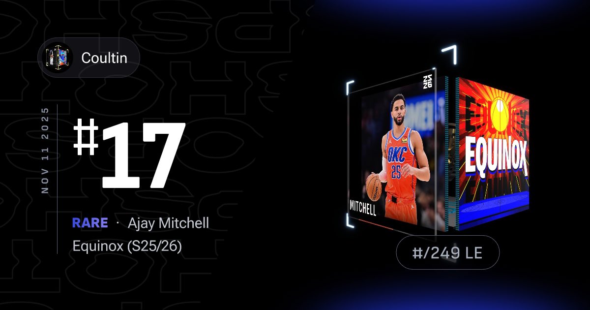 coultin's tweet image. 🚨 GIVEAWAY 🚨

Thunder vs Mavs tonight!
Correctly guess Ajay Mitchell’s points and rebounds (for tiebreaker) and this Ajay Equinox is yours!
(If multiple winners, the holy wheel of names shall determine the true winner)
Don’t forget to add your TS handle!