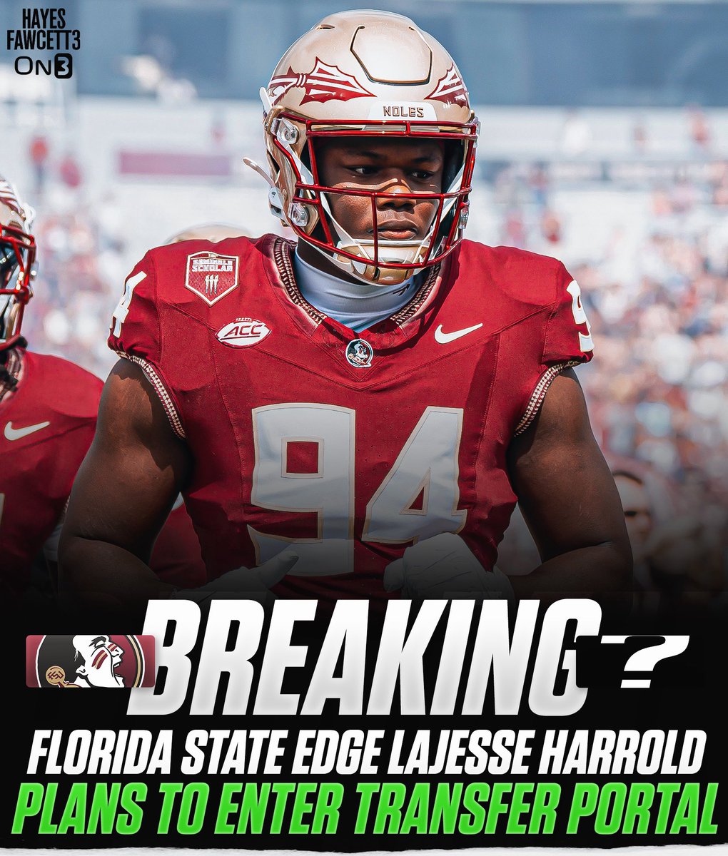 Hayesfawcett3's tweet image. BREAKING: Florida State True Freshman EDGE LaJesse Harrold plans to enter the @TransferPortal, he tells @On3Sports

The 6’5 255 EDGE will have 4 years of eligibility left 

2025 Four-Star Recruit with 35+ offers 

on3.com/transfer-porta…