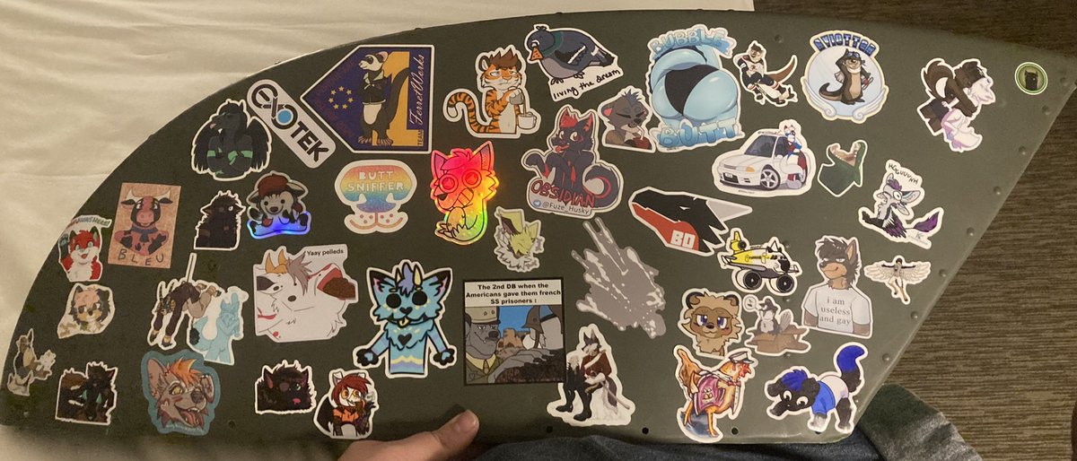 SwingRhythm2's tweet photo. Thank you to all the furs that added more stickers to my B-25 stabilizer tip today at the Aviation Furs panel! https://t.co/GbKnHDYIlU