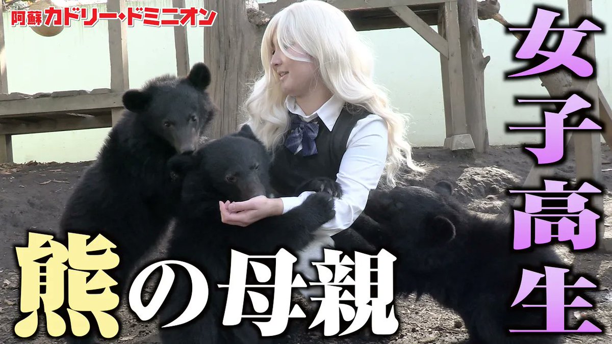 動画公開‼️】 金髪女子高生、ツキノワグマの母親になる ↓動画は