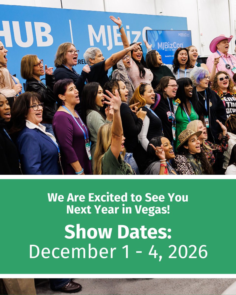 MJBizDaily's tweet image. That’s a wrap on #MJBizCon 2025! 💚
An unforgettable week of game-changing ideas, powerful connections, and unmatched industry momentum. Huge thanks to every attendee, exhibitor, speaker, and partner who made this year legendary.
Ready to run it back? Dec 1–4, 2026