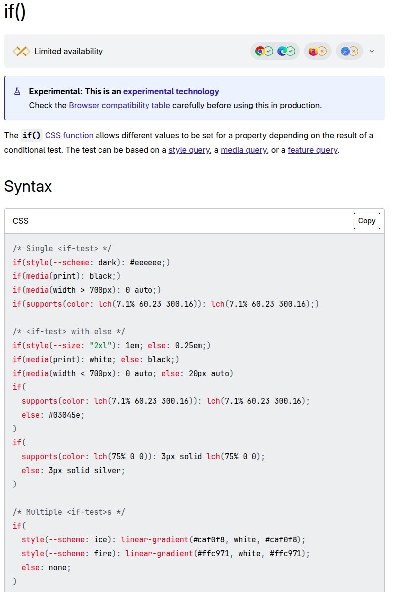 AlphaCode_Dev's tweet image. wtf? CSS now has an if() conditional function.
