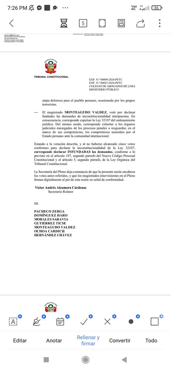 TC no alcanzó los votos para declarar la inconstitucionalidad de la ley que preciso los alcances de los delitos de lesa humanidad