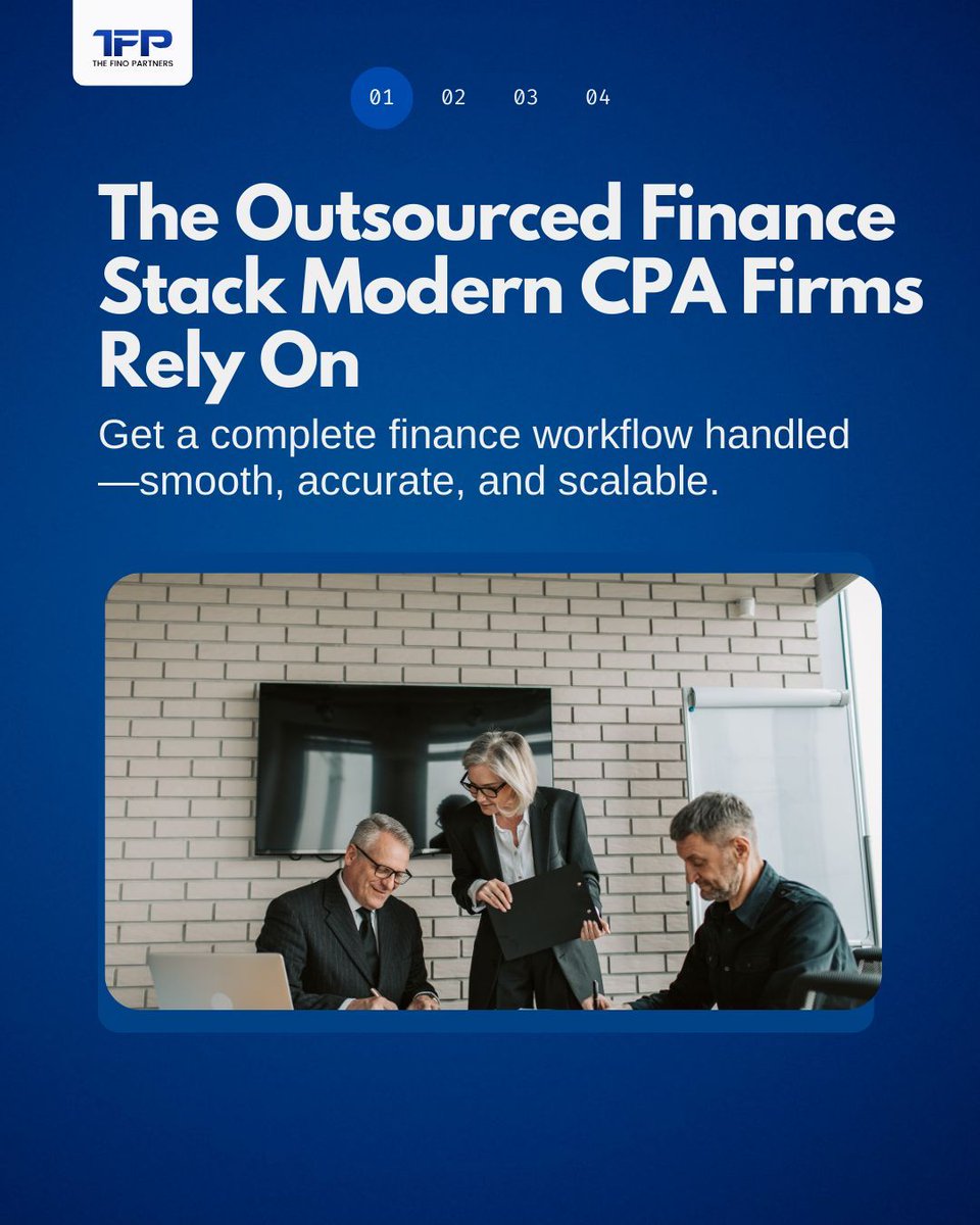 TheFinoPartners's tweet photo. Modern CPA firms don’t just need support — they need a complete, dependable finance engine behind them.

That’s exactly what The Outsourced Finance Stack delivers. 

Partner With Us
🔗 https://t.co/zLQJ2zi69p 

#OutsourcedFinance #CPAFirmSupport #FinanceStack  #AccountingSolution https://t.co/pQSQNU0ukJ