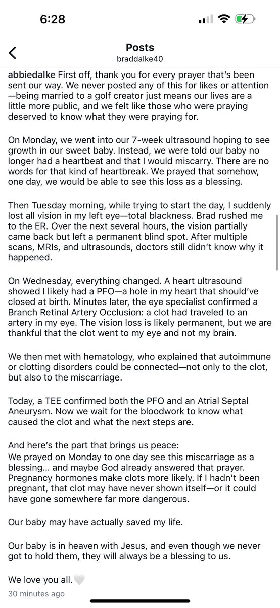 An update from Abbie and me. Thank you to everyone who prayed for us during this tough time. Abbie deserves all the credit because this week showed me that she is the toughest person in the world. She handled everything with grace and a smile. I love this girl with all my heart