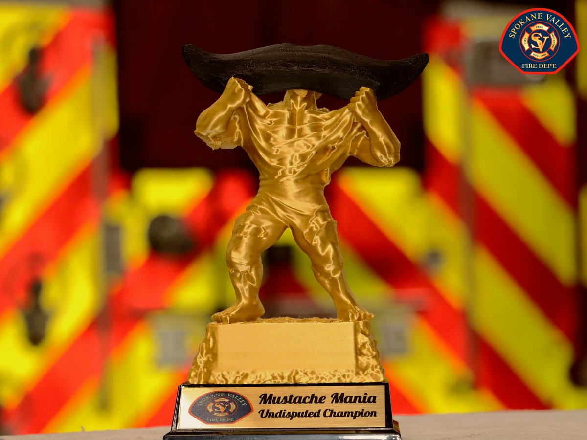 SpokaneValleyFD's tweet image. But that’s not all!

Along with the coveted SVFD Mustache Mania trophy, Captain Hughes scores mustache balm, a handy stache protector to keep that handlebar dry while sipping, and most importantly the admiration of his millions of fans!

#SVFD #SVFDMustacheMania2025 #Movember