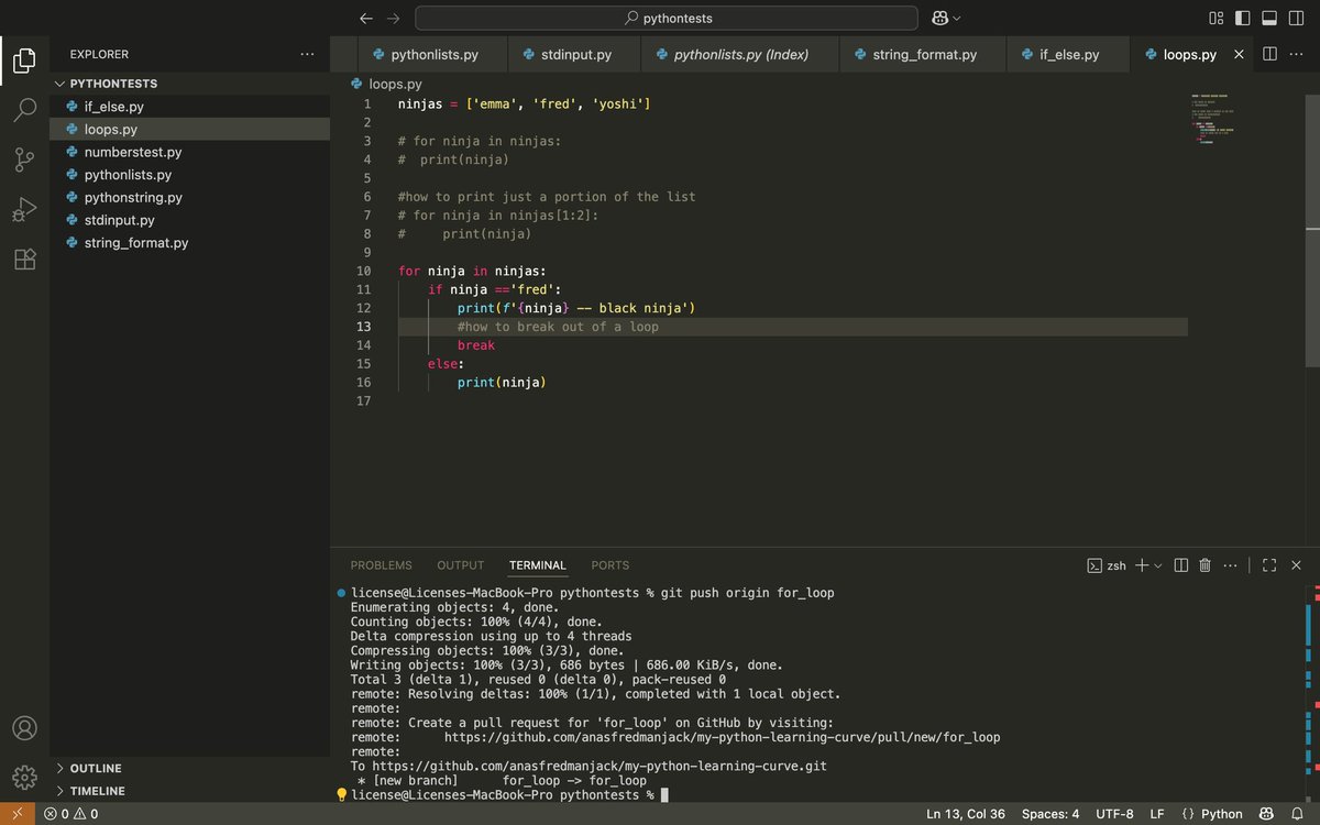 AnasFred_'s tweet image. Day 9/20
Day 9, and today I got back into the flow with something that always feels magical in Python  loops. There’s something satisfying about watching a program go through a list one step at a time, almost like it’s thinking through each item with me.