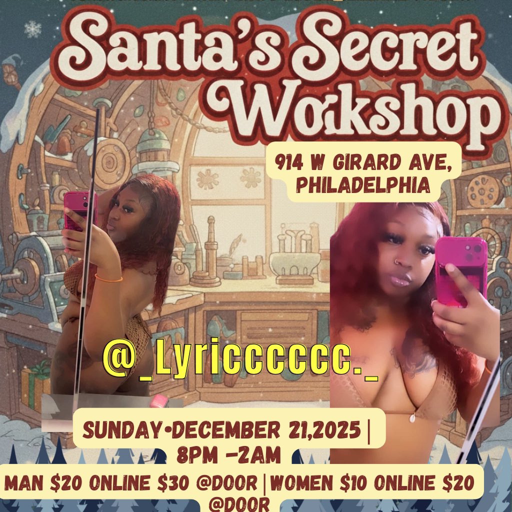For twitter:

🎅🏽✨ @coachmochaj x <a href="/shakes91__/">Raven Johnson</a> PRESENT:
SANTA’S SECRET WORKSHOP — The Ultimate Holiday Fantasy 💋💃🏽

📅 Dec 21 • 8PM–2AM
📍 914 W Girard Ave, Philly

Santa’s baddest helpers are clocked in &amp; ready to heat up your holidays 🔥
Featuring: <a href="/yafavthicktrini/">Trini</a>