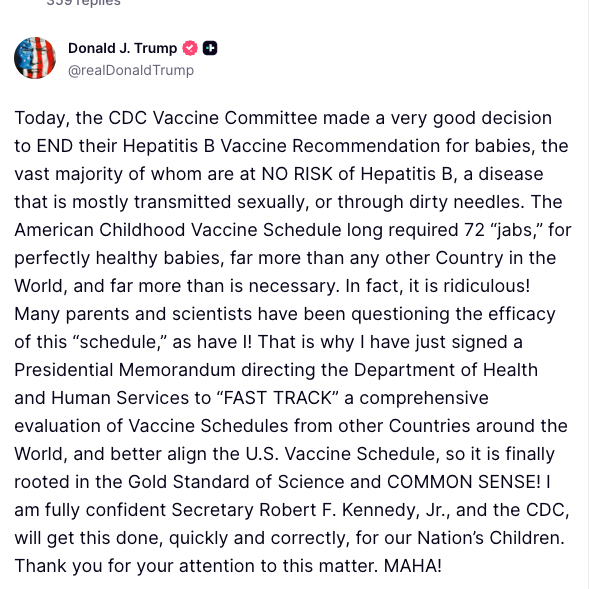 FoxNews's tweet photo. 🚨BREAKING: President Trump signs Presidential Memorandum ordering HHS to fast-track a full review of global vaccine schedules. https://t.co/gEn31dBMkO