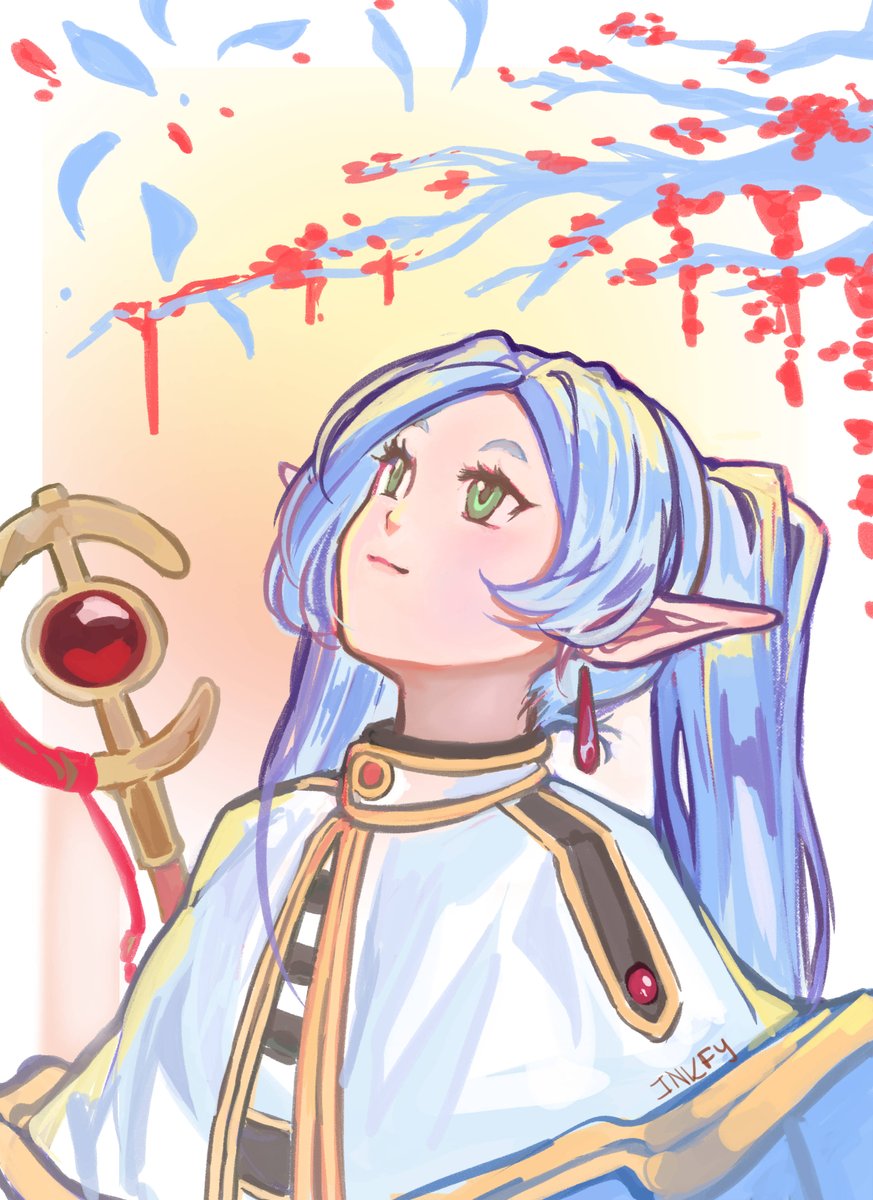 inkfycreates's tweet image. Always late to the party! Lol
Tried the Frieren Challenge! This angle is hard...