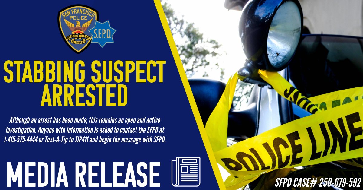 SFPD's tweet photo. View our media release regarding a stabbing suspect arrested at SF General Hospital. The incident occurred on Thu, Dec 4, 2025, at approx. 1:39 PM. Although an arrest has been made, this remains an open and active investigation.

Read more: https://t.co/Lx2ThtwKTx https://t.co/V0vuX82Had