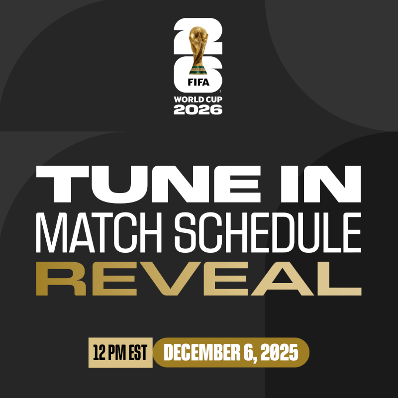 FIFAWorldCup's tweet photo. Ronaldo, Totti, Stoichkov &amp; Lalas will help reveal the updated FIFA World Cup 2026™ match schedule 👀

🗓️ 6 Dec 2025
⏰ 12:00 EST
🏟️ Full reveal of venues &amp; kick-off times