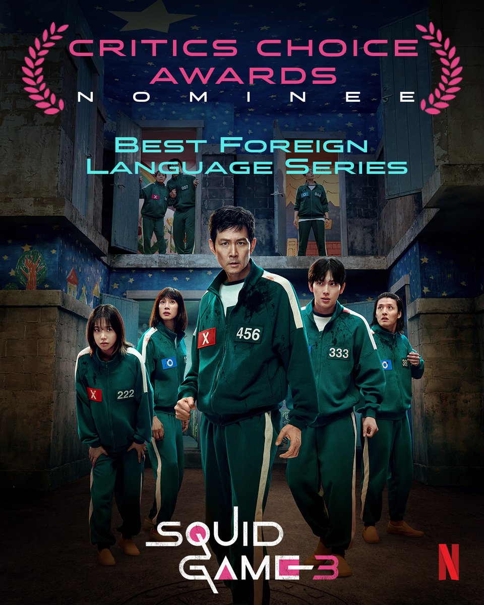 Congratulations to the entire team behind Squid Game on their Critics Choice Awards nomination for Best Foreign Language Series! ⏺️🔼⏹️