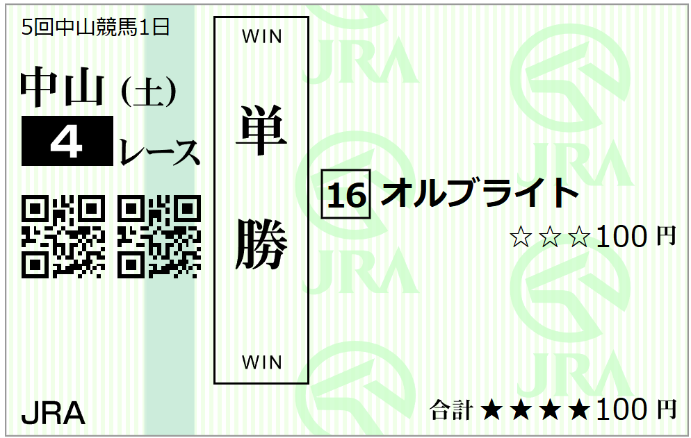 単勝馬券を買う時に