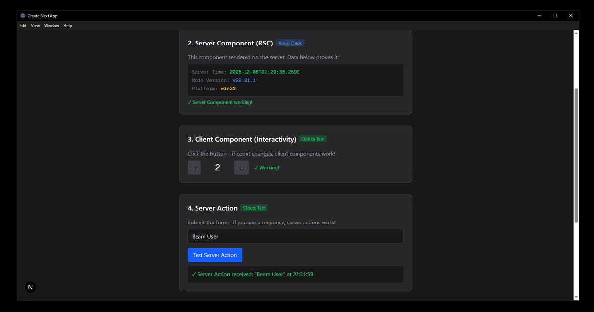 nextjs 16 + electron + RSC + shadcn