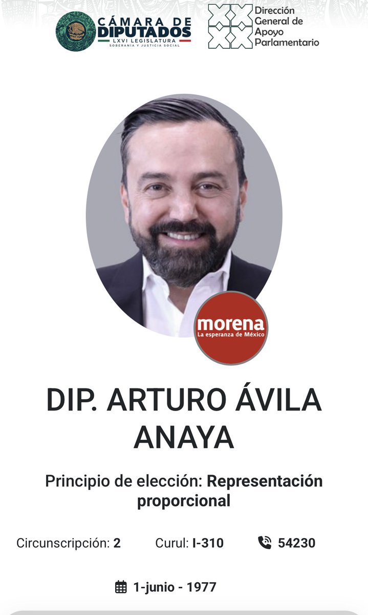 mario_dico50's tweet image. 🔴 Diputado @arturoavila_mx este es otro de los que engañaron a los productores del campo y votó a favor de la Ley del Agua ! Los traicionó ! El es “pluri” de la 2a Circunscripción , no votaron por él pero se “coló” . Esta es su número de ext. en Cámara si quieren llamarle.
