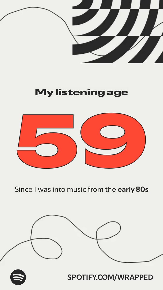 Here’s my listening age, from my #SpotifyWrapped. 
spotify.com/wrapped-share/…