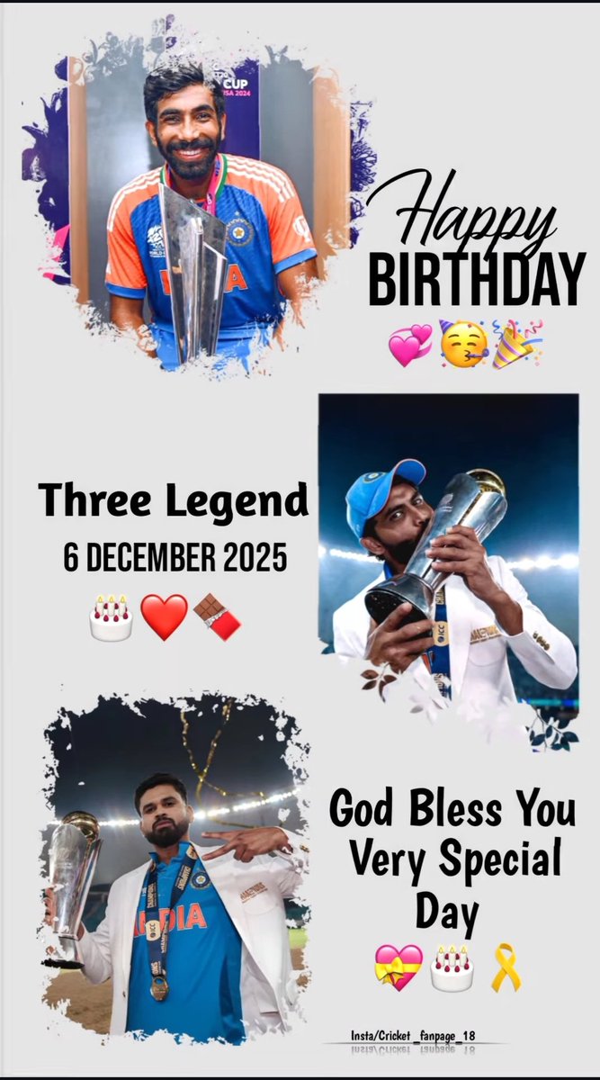 Deepaksen121099's tweet photo. Wise you very Happy Birthday three legend,
God bless you
@Jaspritbumrah93 @imjadeja @ShreyasIyer15 

#jasprit #RavindraJadeja #ShreyasIyer 

#Cricket https://t.co/1daURl2zgl