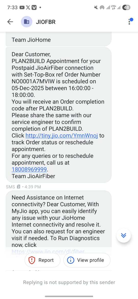 kumaraman45714's tweet photo. @JioCare Aaplog baat ko smjhte ku nai h mjhe bohot dikkat hoo raha h. Aree slot milne ke baad bhi engineer nai aaya h. Jio fixed voice number bhi aa gaya h. Frbhi nai lg raha h. Lgta doo Yr mera 11 bje se class h. Yaha net nai chal raha h.@JioCare @reliancejio https://t.co/WRqWDQ2TQo