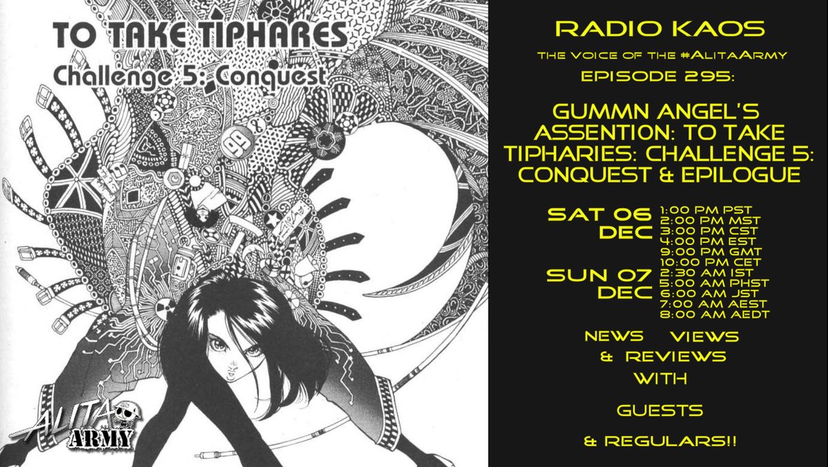 Yahallo, #AlitaArmy. It's taken us a few years, but we are finally at the conclusion (abet non-canon) of the original manga (You know, that thing we never talk about). Join us for the wrap-up on Radio KAOS ep 295! Btw, we are covering Holy Night on Xmas.
youtube.com/live/EMV3wn5re…