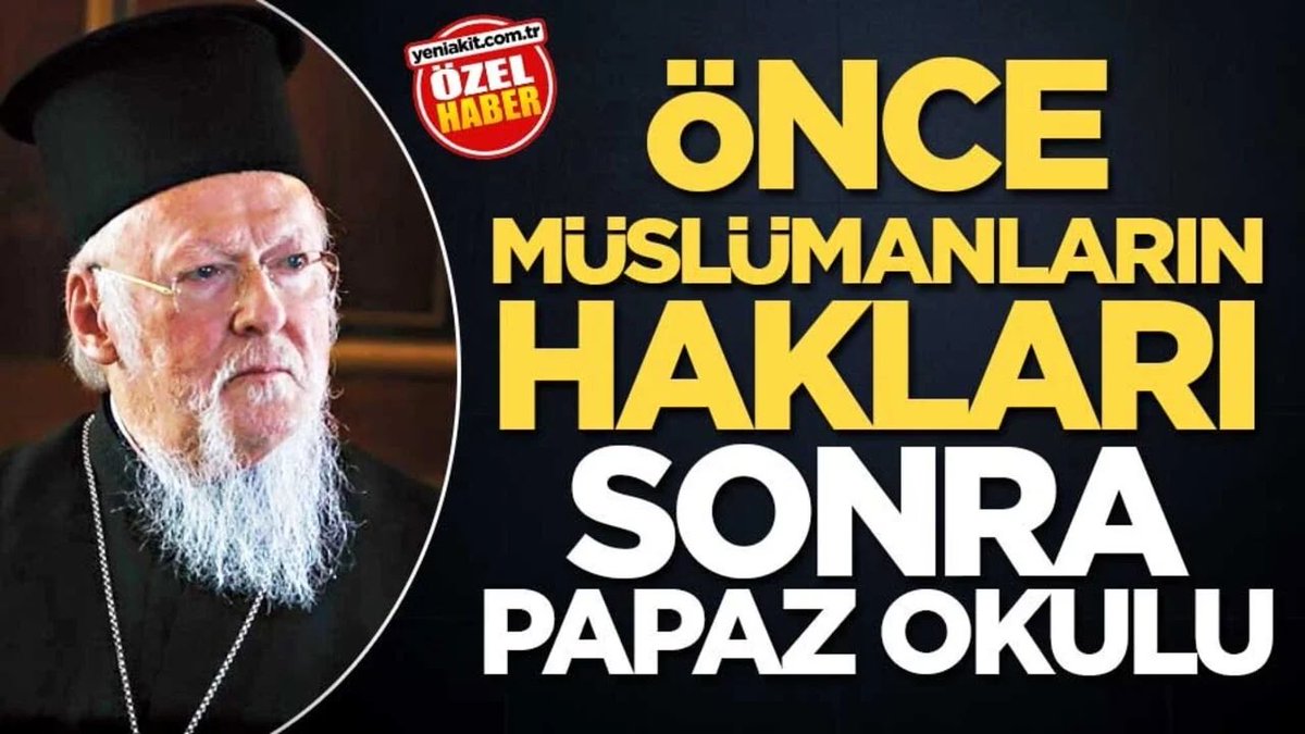 ⁉️ RUHBAN OKULU KİMİN İÇİN?

Cihat Yaycı bakın neler söylüyor: “Yunanistan’ın Batı Trakya’da yüz binlerce Müslüman Türk yaşamasına rağmen, bu bölgedeki dini eğitim ihtiyacını karşılayacak kurumlardan özellikle İmam Hatip liseleri ve bir İlahiyat Fakültesi açılmasına izin