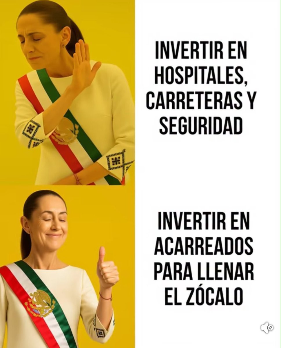 ¿Viva México?
Neta NO hay para invertir en medicinas e insumos en Hospitales de Dinamarca, carreteras y seguridad 

Pero si hay para invertir en acarreados del Bienestar y llenar Zócalo de la CDMX.

Miserable presidenta Claudia Sheinbaum Pardo, perdóname, pero QPM 😠

Disfruten👇