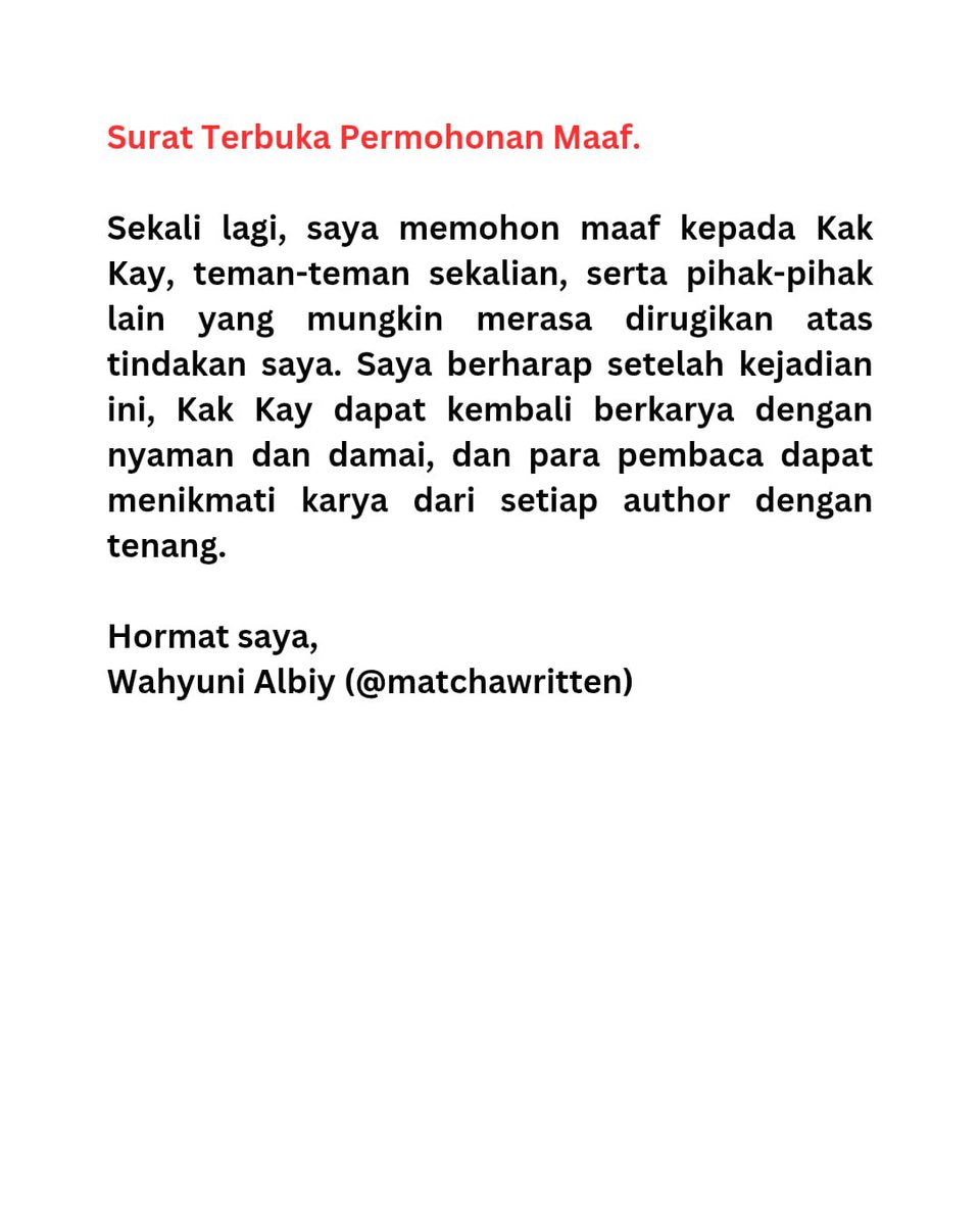 Surat Terbuka Permohonan Maaf