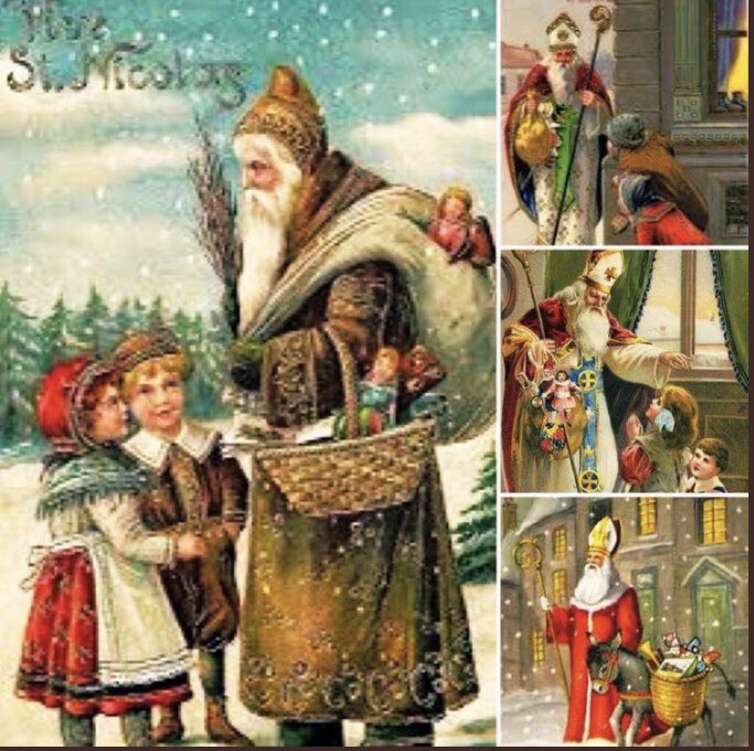 #StNicholasDay is 6 Dec. On this day the legendary miracle worker #StNicholas, Bishop of Myra, died in 343 AD. He is the patron saint of sailors, merchants, archers, thieves, harlots &amp; brewers, &amp; especially of children, to whom he is the model for #SantaClaus. #FolkloreSunday