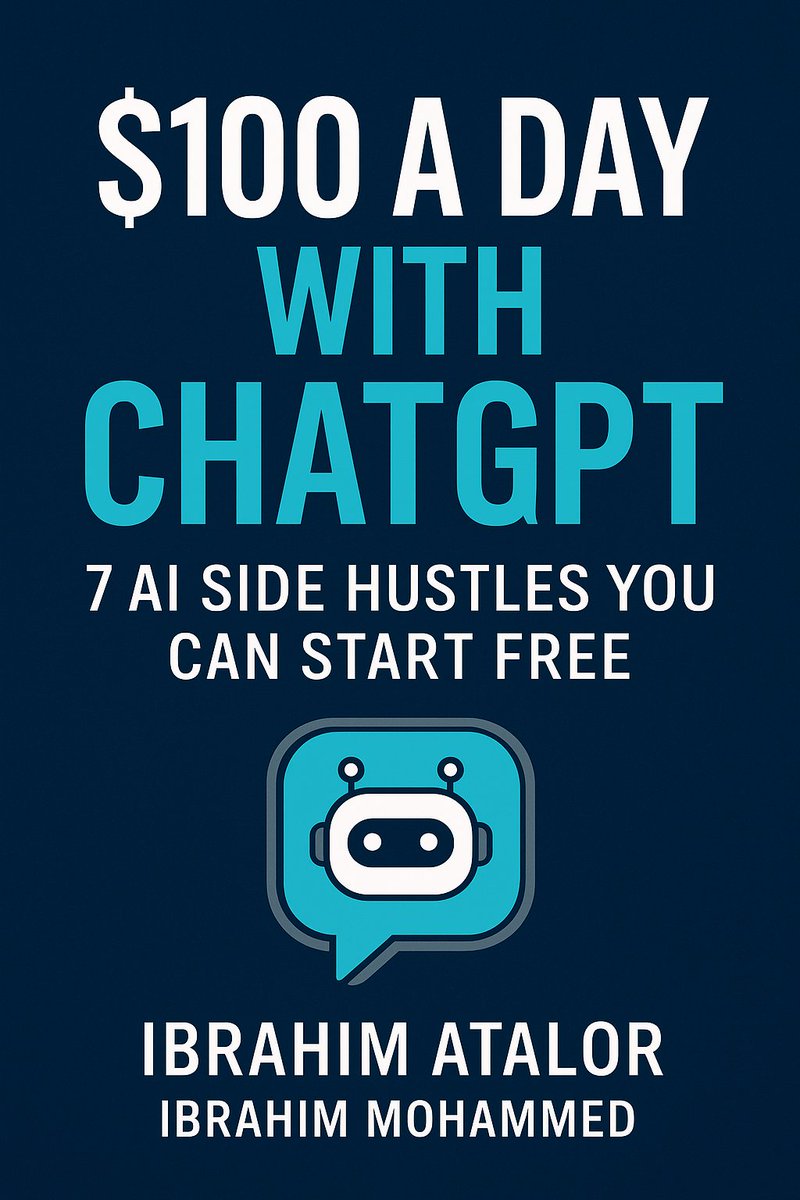 $100 A DAY WITH CHATGPT.  This ebook teach you 7 AI SIDE HUSTLE YOU CAN START FREE. Grab your cuppy link in my bio.
