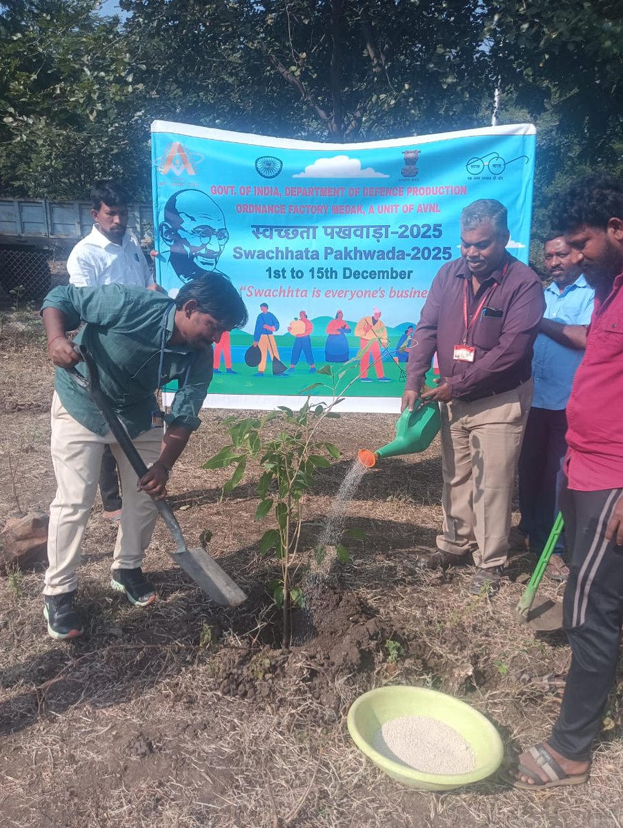 As a part of Swachhata Pakhwada  programme Tree plantation is organized at OFMK estate successfully