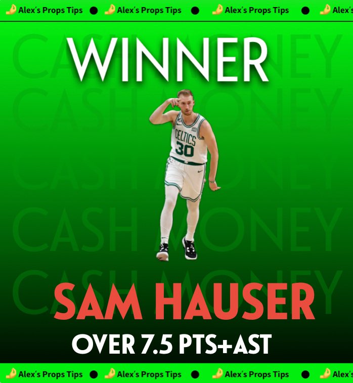 AlexpropsHQ's tweet photo. ✅SAM HAUSER “O” 7.5 PRS+AST✅

💵 CASH . MONEY

Hit a 💛 if you tailed this bet 🫡

#NBAPicks |#NBAProps |#HeatvsKnicks |#LakeShow  |#DifferentHere  |#LAKvsBOS |#BettingCommunity |#GamblingX https://t.co/yZDVRY2hYk