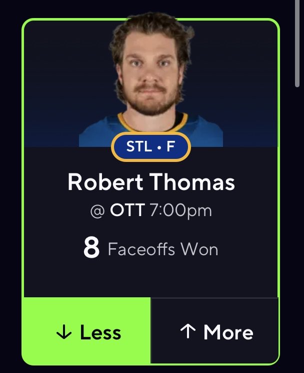 DSPLocks's tweet photo. POTD NHL🏒
Robert Thomas U 8 Fow

NUKE Pair in discord! Currently giving a free month for holidays use code DSPXMAS at checkout on monthly option! Don't miss out☢️☢️
#GamblingTwiiter #prizepicks #NHL #Hockey #PlayoftheDay https://t.co/u6PTEsU0Ui