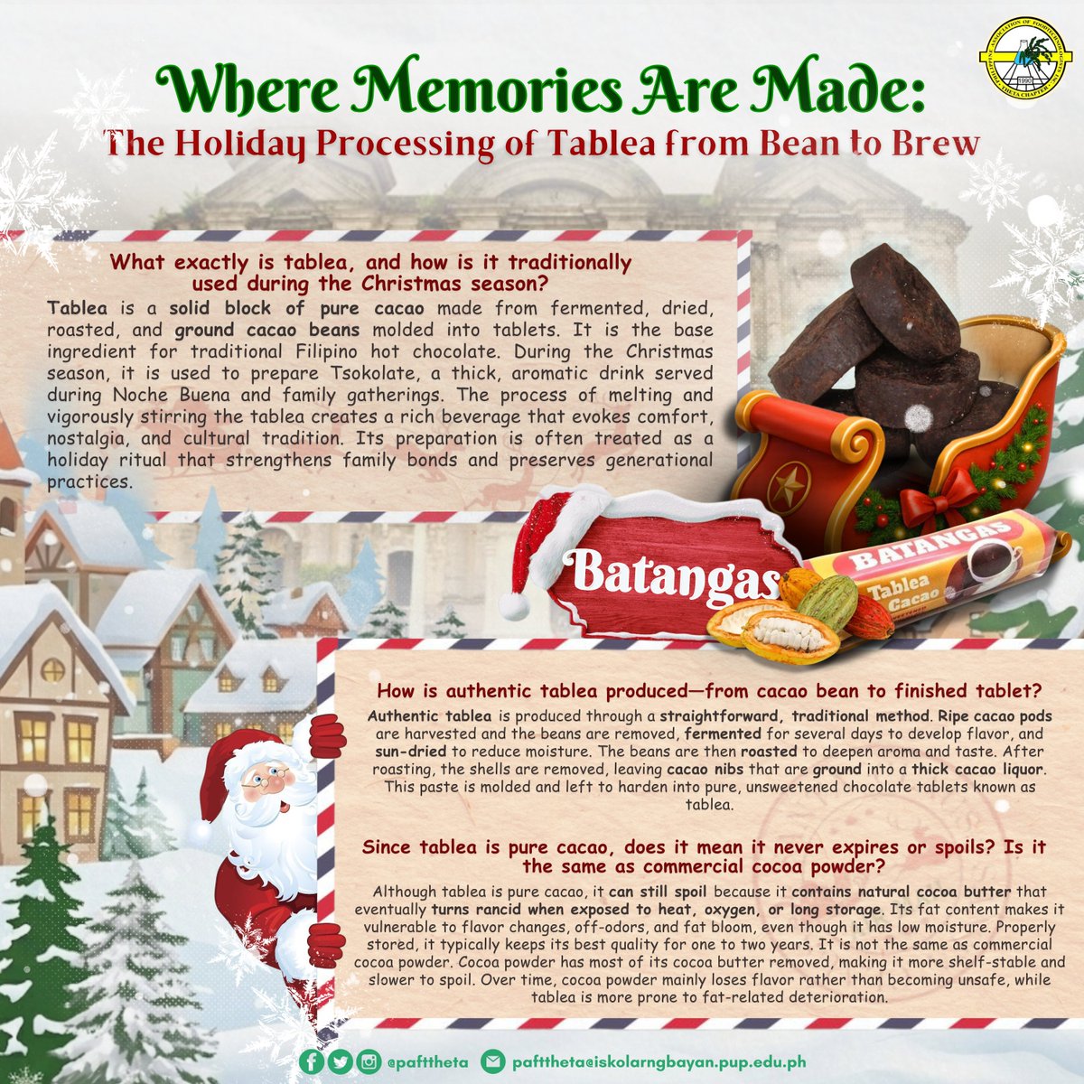 PAFTTheta's tweet photo. Santa Claus is coming to with 𝗦𝗹𝗲𝗶𝗴𝗵𝗶𝗻𝗴 𝗛𝗼𝗹𝗶𝗱𝗮𝘆 𝗗𝗲𝗹𝗶𝗴𝗵𝘁𝘀 𝗶𝗻 𝗘𝘃𝗲𝗿𝘆 𝗧𝗼𝘄𝗻: 𝗔 𝗙𝗧 𝗛𝗼𝗹𝗶𝗱𝗮𝘆 𝗦𝗲𝗿𝗶𝗲𝘀. Better watch out as we brew something from Batangas.

Read the publication below to learn more! ✨

#PAFTTheta
#FeedTheNation
#FoodFacts https://t.co/IbSeQj24E0