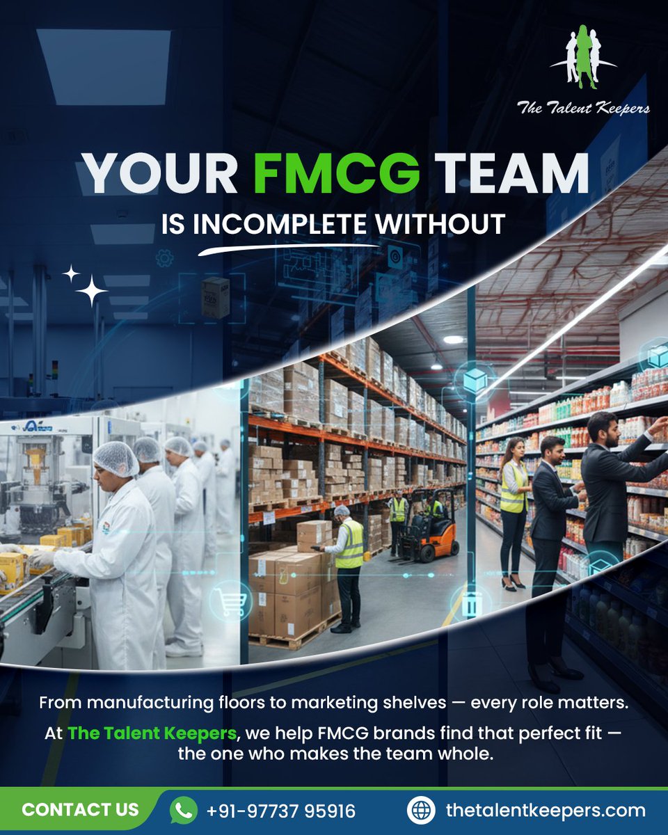 keepers_talent's tweet photo. Your FMCG team is only as strong as the people driving it.

Partner with us to build your FMCG team right
Click the link to get started - https://t.co/Es80VPHMxP

#FMCG #FMCGHiring #Recruitment #Staffing #TheTalentKeepers #Hiring https://t.co/XwWMtI9Ysg